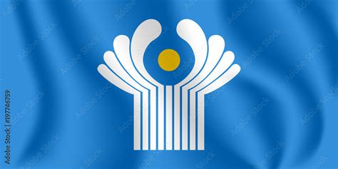 Flag Of The Commonwealth Of Independent States Realistic Waving Flag