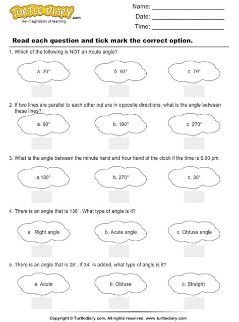 Types Of Angles Turtle Diary Worksheet