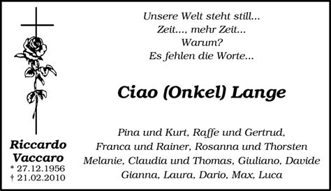 Traueranzeigen Von Riccardo Vaccaro Trauer In NRW De