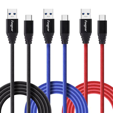 Usb Type C Cable Fasgear Pack Ft Usb To Usb C Nylon Braided