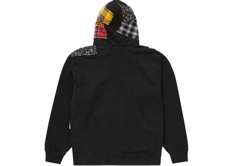 Supreme Patchwork Zip Up Hooded Sweatshirt Black Mens Fw22 Us