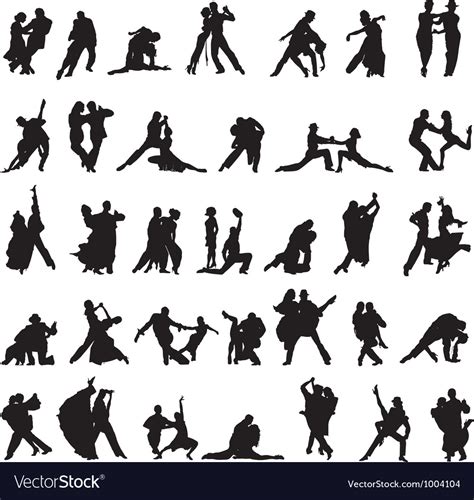 Set Of Silhouettes Of Couples Dancing Tango Vector Image