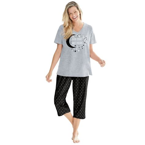 Dreams And Co Dreams And Co Womens Plus Size 2 Piece Capri Pj Set