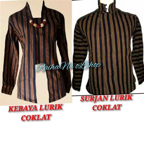 Jual Couple Baju Adat Jawa Surjan Lurik Coklat Kebaya Lurik Coklat