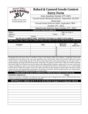 Fillable Online Baked Canned Goods Contest Fax Email Print Pdffiller