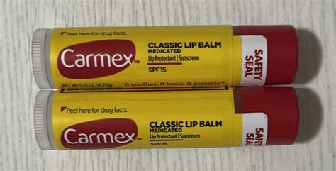 2 Pack Carmex Classic Medicated Lip Balm Sunscreen Spf 15 015 Oz