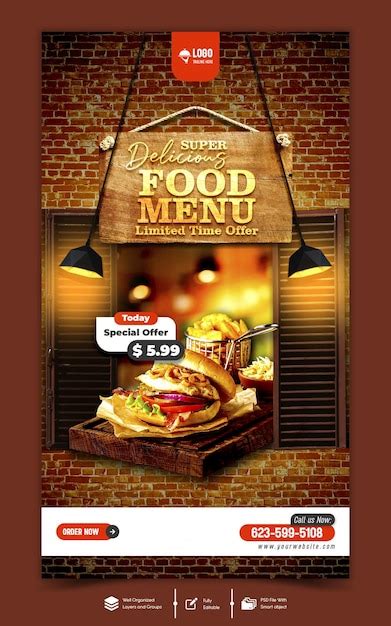 Premium Psd Super Delicious Food Menu Instagram Story Template