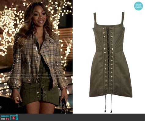 WornOnTV Renees Olive Green Corset Dress On Run The World Bresha