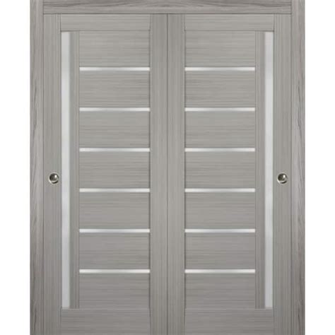 Sartodoors 84 In X 96 In Single Panel Gray MDF Sliding Door With Top