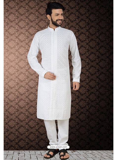 Buy White Readymade Cotton Polly Kurta Pajama For Men Kurta Pajama