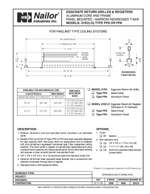 Fillable Online Submittal Models 51EC O Type FPS Or FPA Eggcrate Return