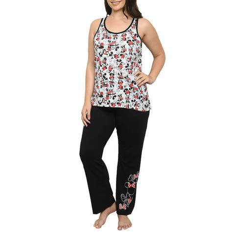 Disney Womens Plus Size Minnie Mouse All Over Tank Top Pajama Lounge Wear Set