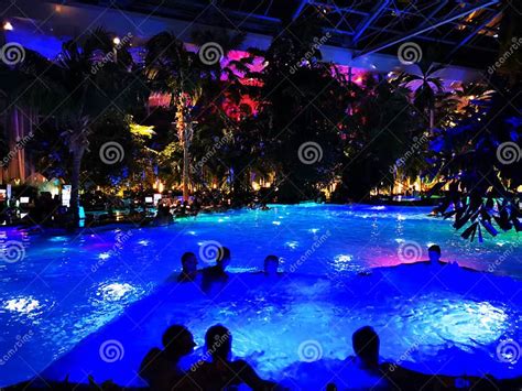 Therme Bucharest Palm Zone Indoor In The Night Editorial Stock Photo