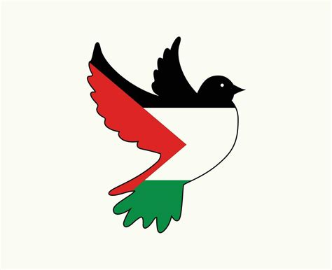 Palestine Flag Dove Of Peace Emblem Symbol Abstract Middle East Country