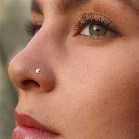 14k Solid Gold Nose Stud 22g Nose Stud Tiny Nostril Screw Etsy Gold