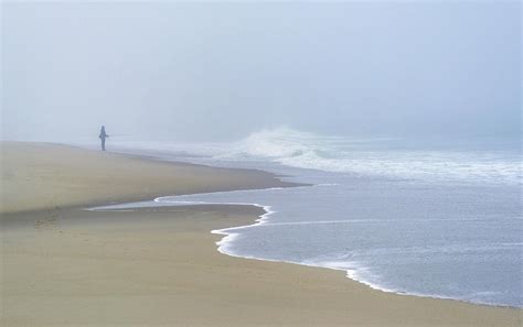 Surf Fisherman At Gateway National Recreation Area Sandy Hook In Fog