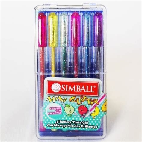 Mini Lapiceras Simball Glitter Estuche X 6 Roller OX ARTISTICA