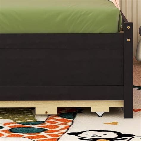 Espresso Twin Storage Bed W Bookcase Headboard And Trundle Platform