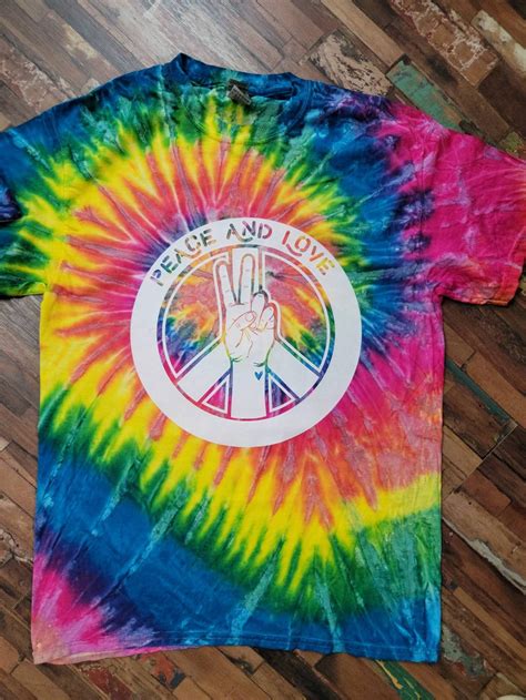 Peace And Love Tie Dye Tee Etsy