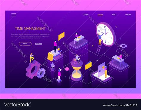 Time Management Colorful Isometric Web Vector Image