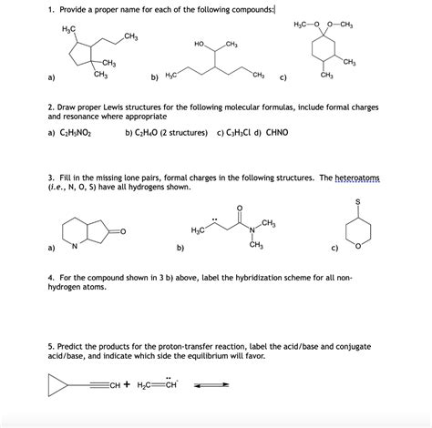 SOLVED Provide A Proper Name For Each Of The Following Compounds Hsc