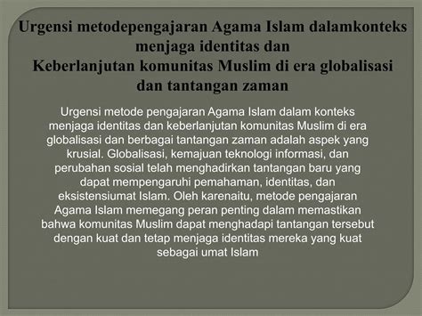 Ppt Kedudukan Dan Urgensi Metode Pengajaran Agama Islam Ppt Free