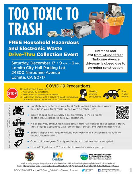 Free Household Hazardous and Electronic Waste Drive-Thru Collection