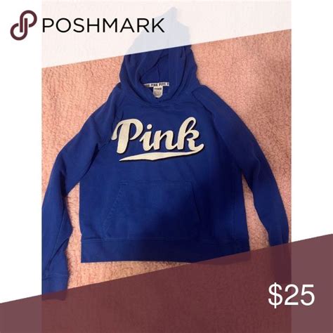 Pink Victorias Secret Blue Logo Hoodie Victoria Secret Hoodies