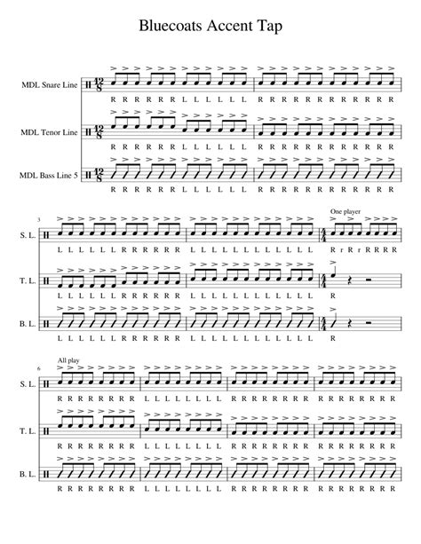 Bluecoats Accent Tap Sheet Music For Snare Drum Tenor Drum Bass Drum Percussion Trio