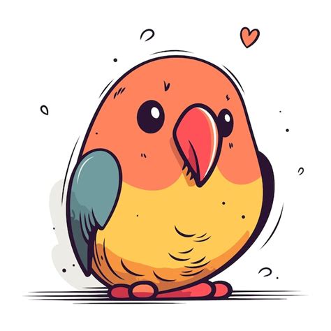 Premium Vector Cute Cartoon Parrot Vector Illustration Isolated On