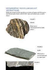 METAMORPHIC ROCKS LAB W O KIT INSTRUCTIONS 1 Docx METAMORPHIC ROCKS