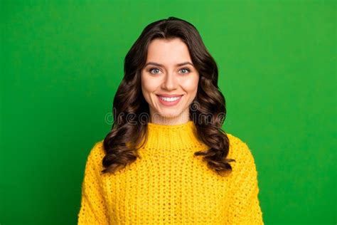 Photo Of Pretty Curly Lady Positive Cheerful Facial Expression Toothy