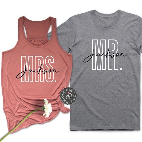 Personalized Mr And Mrs Flowy Tank And T Shirt Set Couples Shirts