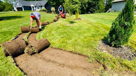 Sod Cutter Digging A New Property Line Garden Bed Installing Metal