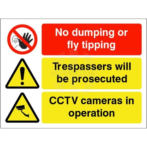 No Dumping Or Fly Tipping 3 Point Prosecution Sign Uk Safety Store