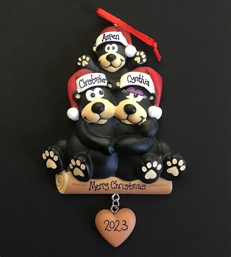 Black Bear Family Ornament Personalized Christmas Ornament for Families ...