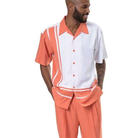 Montique 1896 Walking Suits Coral Mens Two Piece Leisure Suits