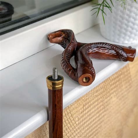 Wooden Cane Walking Stick Cobra Snake Wood Carved Walking Etsy