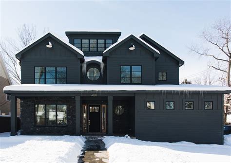 Black Exterior Home Design Ideas The windows are black and the siding is Sherwin Williams Rock ...