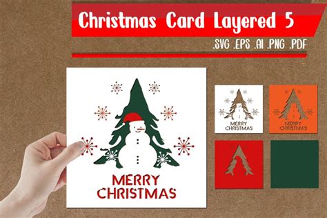 Christmas Card Layered 5 Svg Eps Ai Png Pdf