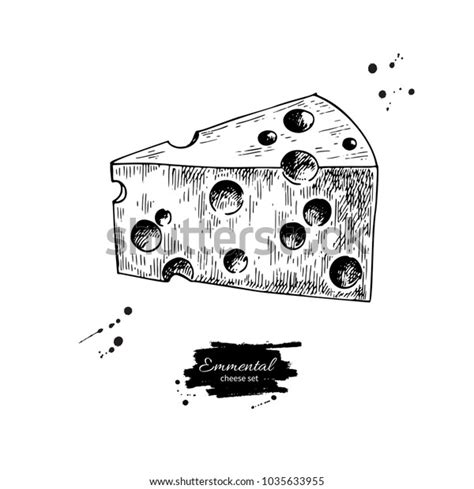 Emmental Cheese Drawing Hand Drawn Food Stock Illustration