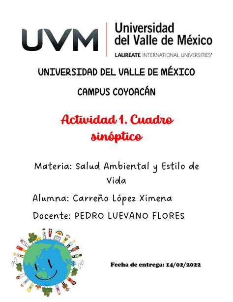 Actividad 1 Salud Ambiental Universidad Del Valle De MÉxico Campus CoyoacÁn Materia Salud