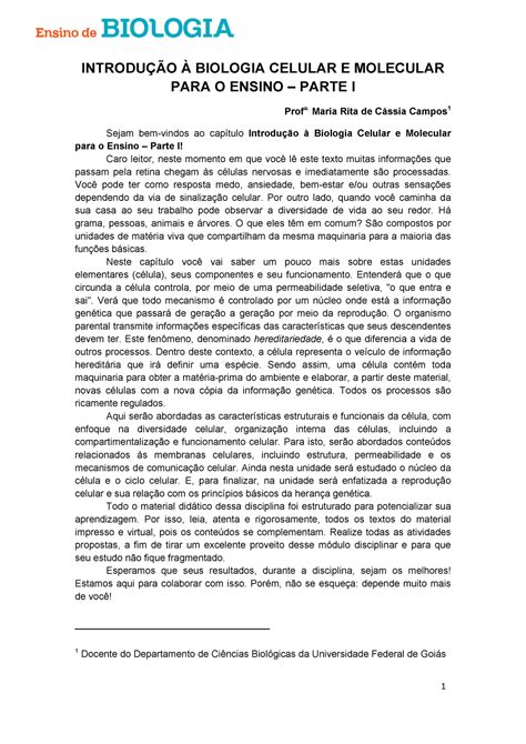 Introdu O A Biologia Celular E Molecular Introdu O Biologia