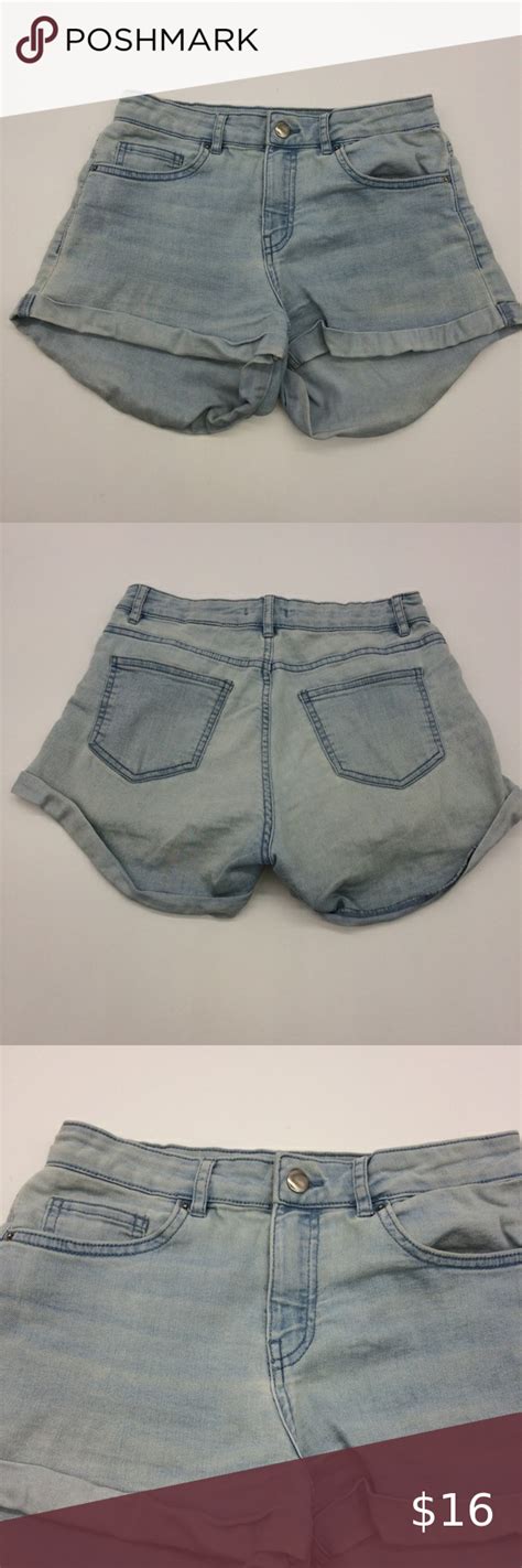 Handm Light Denim Short Shorts Daisy Dukes W Rolled Cuffs 5 Pocket Jeans