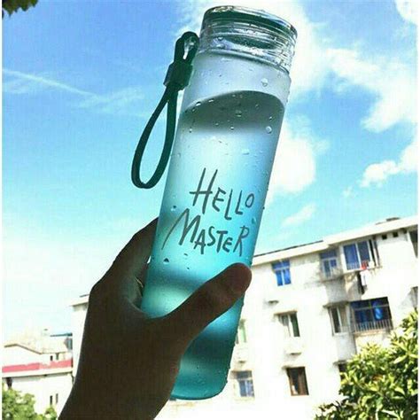 Jual Botol Minum Colourful HELLO MASTER Botol Minum Kaca 480ml Free