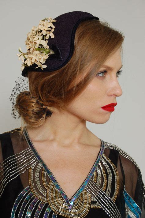 Vintage S Navy Blue Floral Fascinator Hat By Lotusvintageny