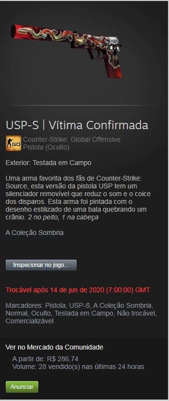 Csgo Skin Usp S Vítima Confirmada Testada Em Campo Counter