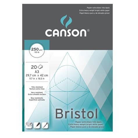 Bloc 20 Feuilles Papier Bristol A3 CANSON 250g Extra Blanc Chez