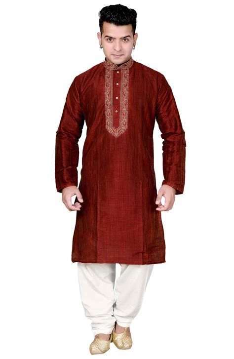 Indian Clothing Desi Sarees Mens Indian Kurta Contrast Shalwar Kameez