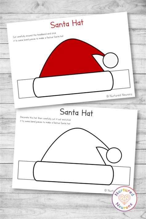 Simple Santa Hat Craft Paper Crown Templates Nurtured Neurons